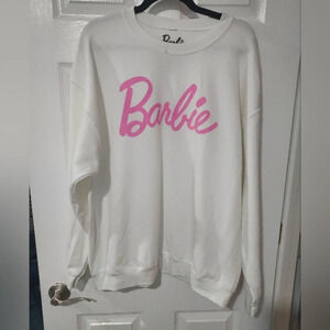 NWOT Barbie White with Pink BARBIE Logo Crew-neck Sweatshirt in Size XL